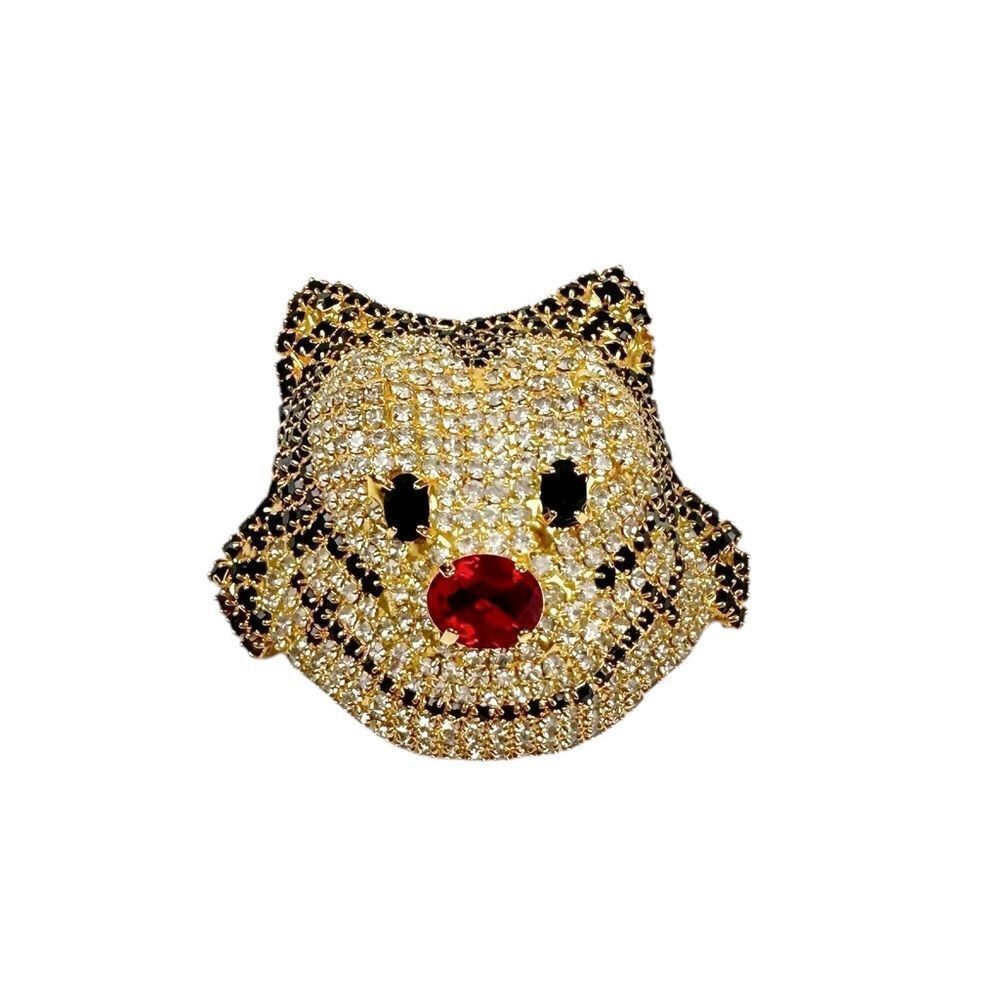 Vintage Gold Plated Felix the Cat Swarovski Crystal Pin Brooch